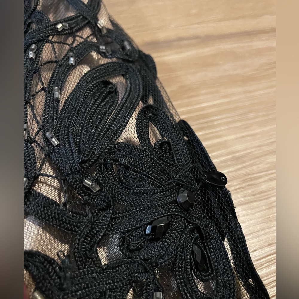 Sue Wong Nocturne Black Lace Beaded Evening Cocktail Dress Size 2 - Picture 9 of 14
